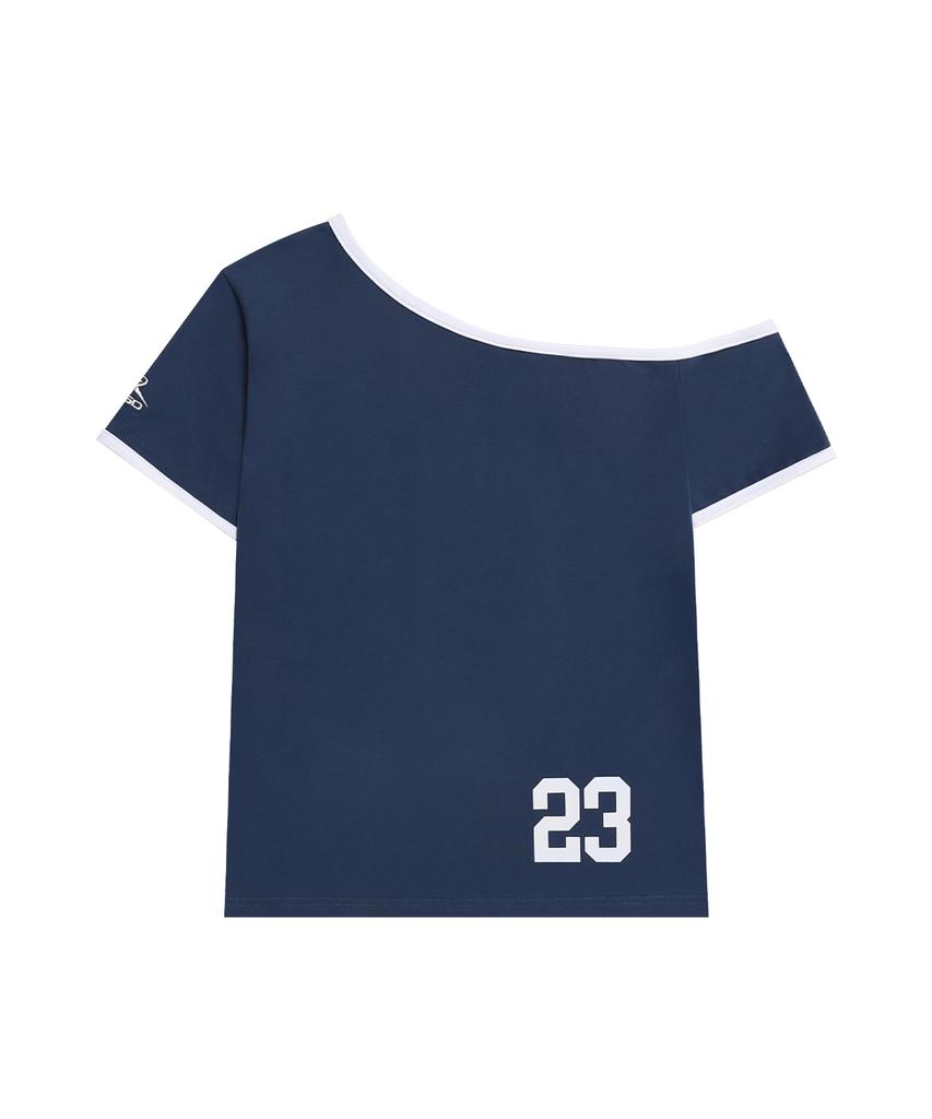 ODDSTUDIO Kitsch Star One-Shoulder T-Shirt - Navy