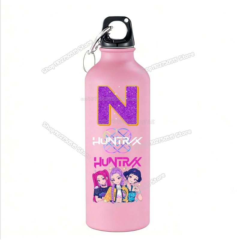 High Quality 500ml KPop Demon Hunters Kids Sport Water Bottle Letter A-Z Rumi Mira Zoey Outdoor Bottle Large Capacity Girl School Drink Cups