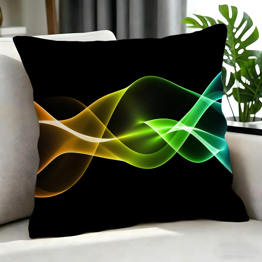 Art SSmoke Waves Rays Lighted Cushion Cover Cushion Cover Set Pcs x x x Pillowcase Decorative Sofa Home Decor