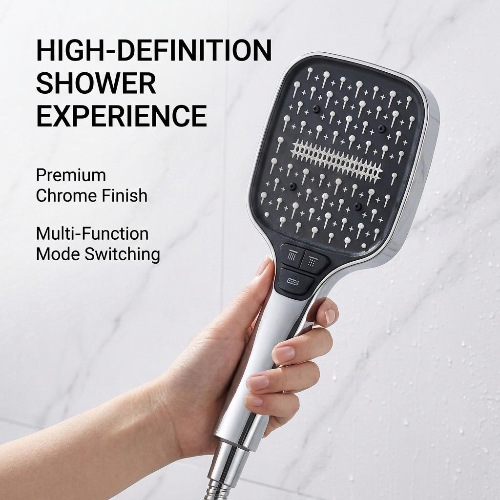 Handheld Shower Head Set High Pressure 8 Spray Modes Adjustable Water Saving Bathroom Shower Sprayer