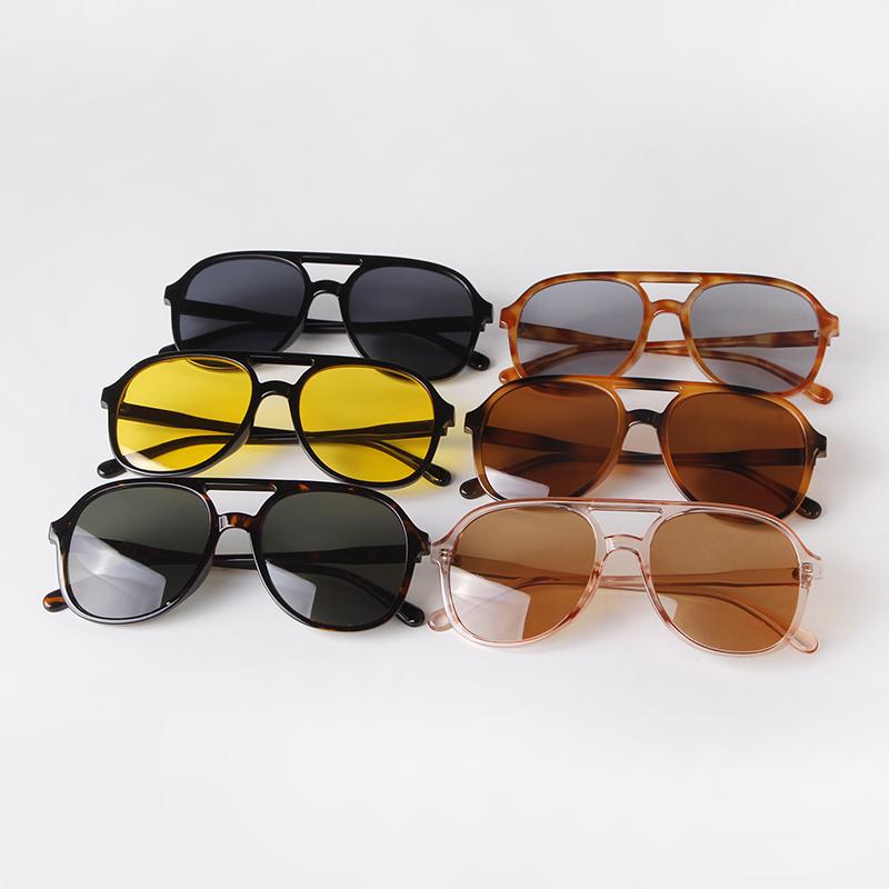 Fashion Vintage Yellow Pilot Sunglasses for Women Men Retro Tortoiseshell Double Bridge Square Aviation Sun Glasses UV400 S227