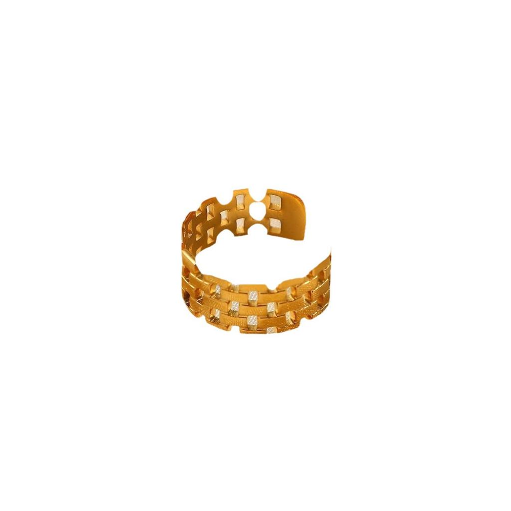 18K Gold-Plated Stainless Steel Wide Watch with Open Ring - European & American Trend Women's Jewelry