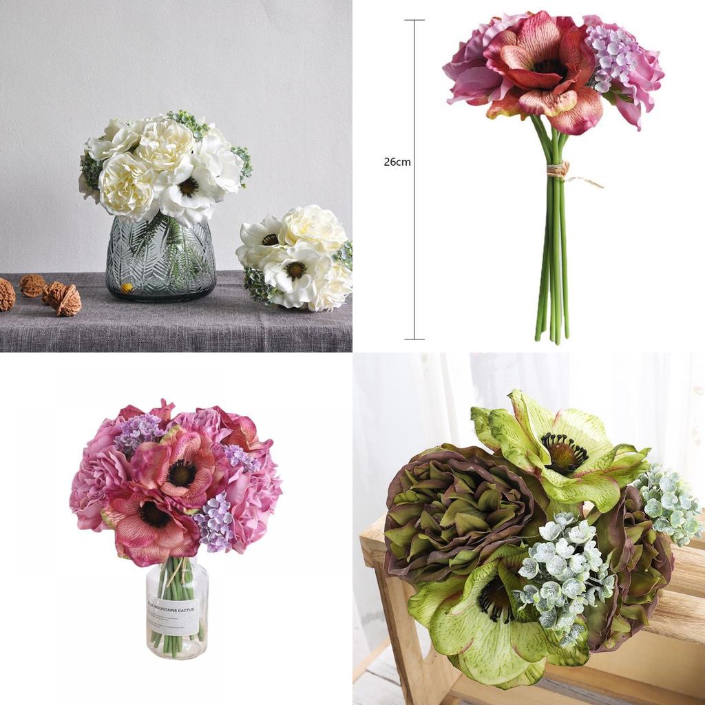 Elegant Bouquet Poppy Peony Gypsophila Simulation Flower Beautifully Crafted For Home Decor And Photography