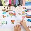 1 Set Kids Drawing Stencils Multifunctional Watercolor Pen Early Educational Toy Wood DIY Art Craft Color Painting Templates Drawing Accessories