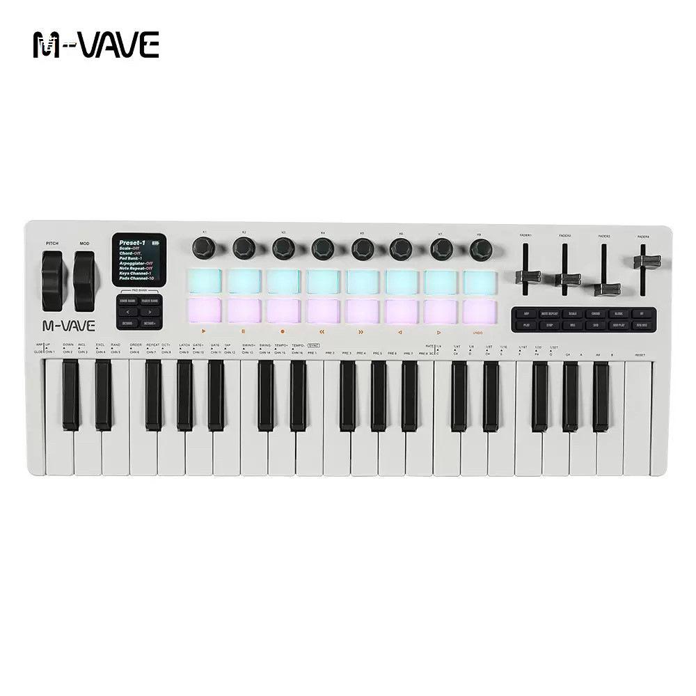 M-VAVE SMK-37 Pro 37-Key MIDI Keyboard Controller with Sound Source, Arrangement Pad, and Fader