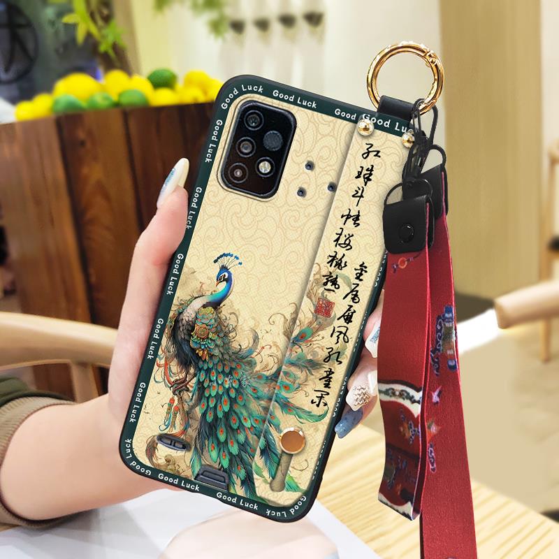Dirt-resistant For Mom Phone Case For UMIDIGI Bison GT2/GT2 Pro Silicone Lanyard Chinese style Wrist Strap Kickstand