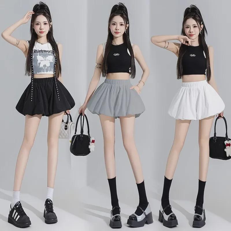 Women's 2024 Autumn Wide-Leg Elastic Waist Pumpkin Bloomers Shorts