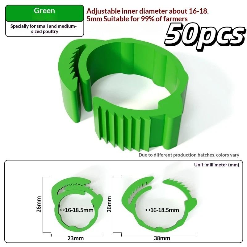 100 Pack Adjustable Poultry Leg Identification Rings Durable No Number Buckle for Chicken Duck Goose Home Farm Feeding Use