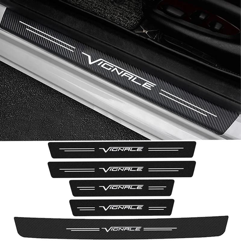 New Carbon Fiber Car Door Sill Sticker Threshold Side Anti Scratch Sticker For Ford VIGNALE Logo Waterproof Decal Car Accessorry