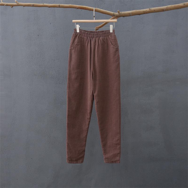 Women s Winter Cotton Linen Patchwork Trousers - Thick, Quilted, & Slimming Ramie Casual Pants One Size