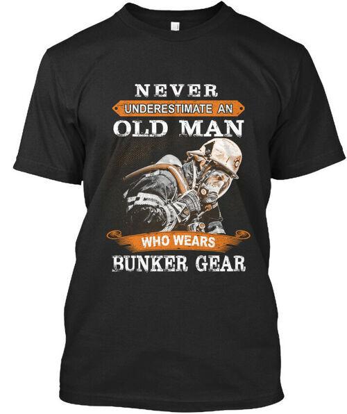 Never Underestimate Firefighter Ltd An Old Man Who Wears TShirt USA Made S5XL Unisex T-Shirt L