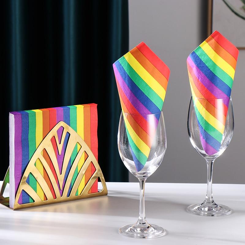 Șervețel de petrecere de unică folosință strat dublu 20 bucăți/pachet cu model curcubeu