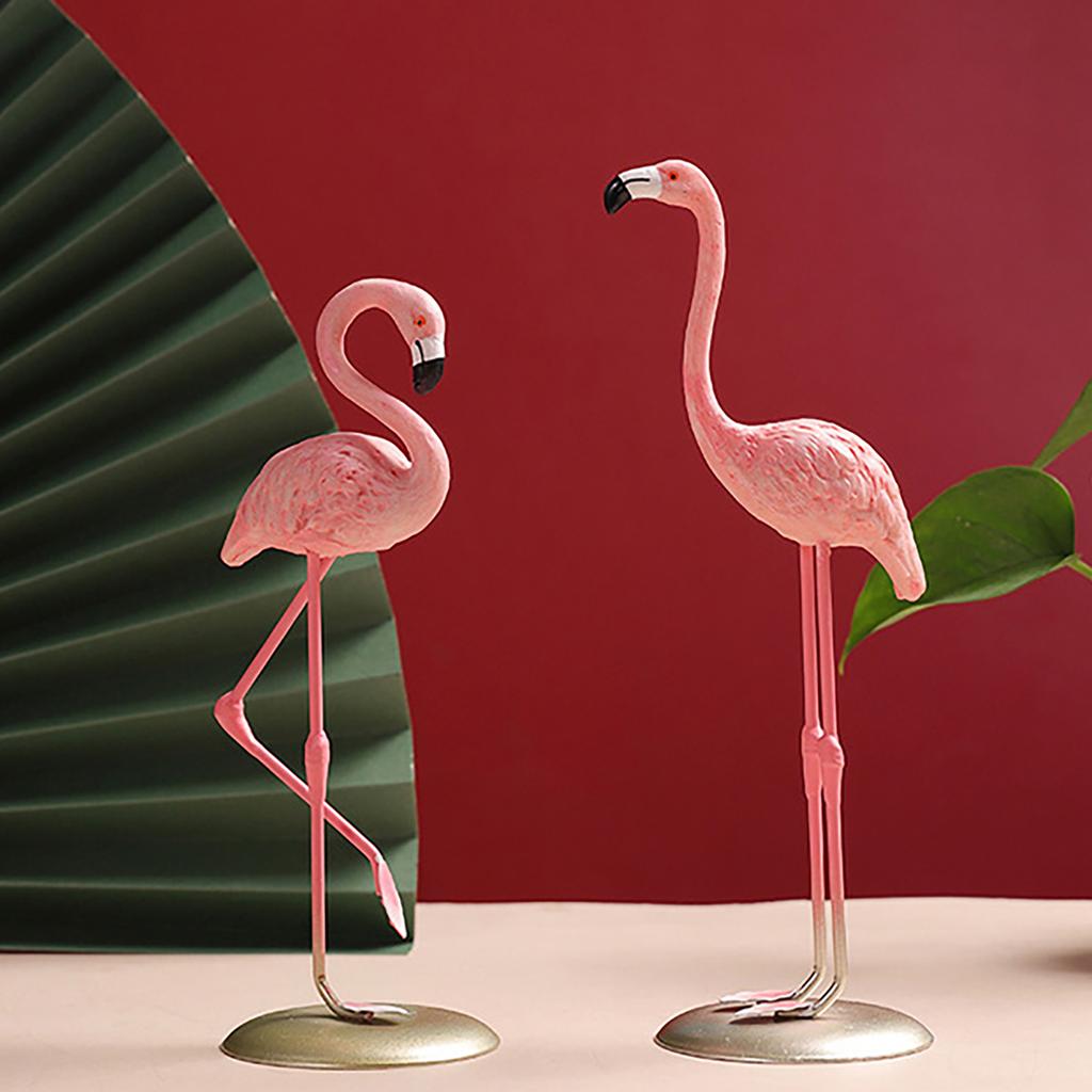 Colorful Flamingo Statue Resilient Resin Desktop Ornament for Contemporary Living Spaces