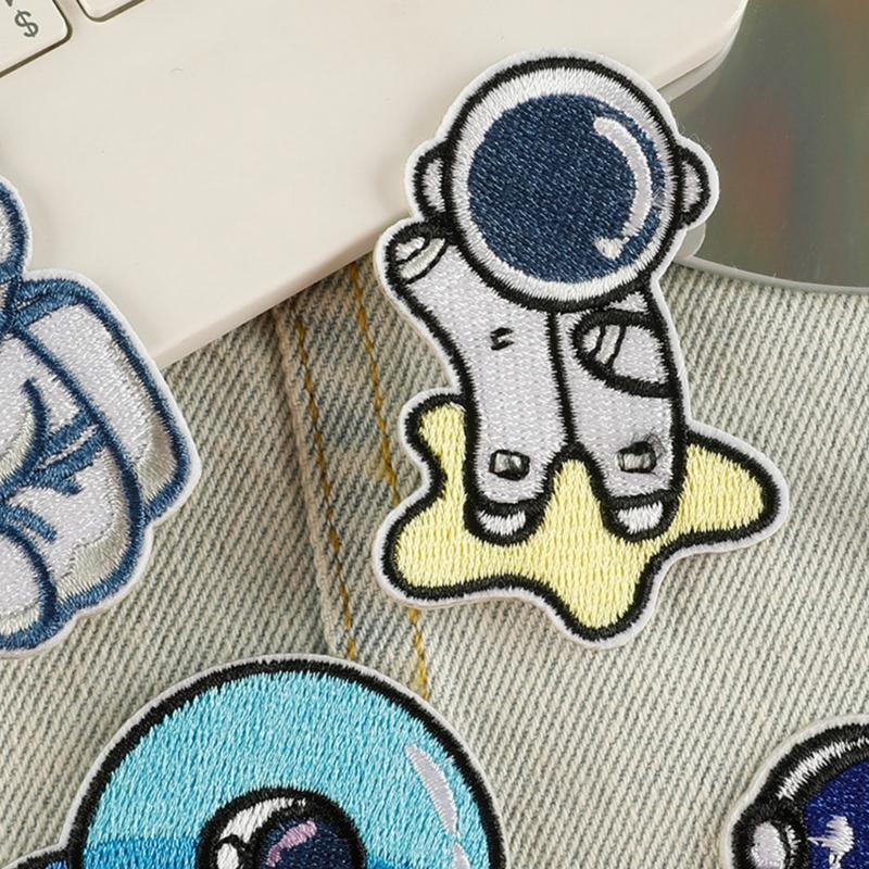 6 Pcs Lovely Repair Patches Iron on Patches Embroidered Patches Astronaut Sew On Decorative Appliques for Clothes Hat
