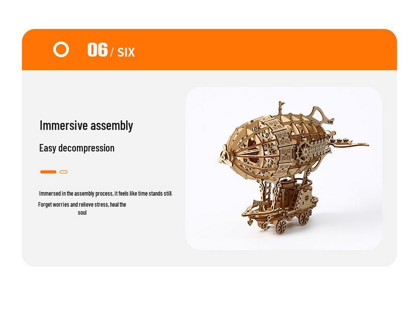 Handmade 3D Wooden Airship Puzzle Toy for Kids
