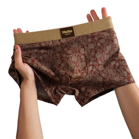 

Мужское нижнее белье боксеры со средней посадкой, эластичным поясом, U-выпуклыми трусами, с цветочным узором, пижамное нижнее белье для повседневной носки XL