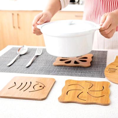 1Pc Bamboo Wooden Coaster Thick Anti-Scalding Insulation Non-Slip Pot Bowl Mat