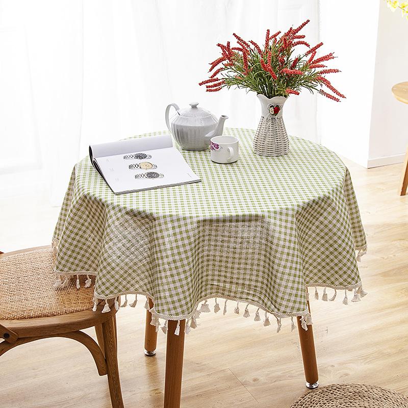 Polyester Cotton Imitation Linen Table Cloth Round Tablecloth Printed Fringed Tablecloth Cover Towel