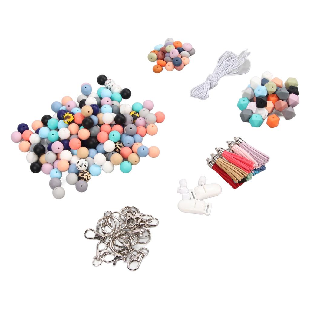 235 Stück Silikonperlen 0,6 Zoll Lebhafte Sortierte Farben Glättung Schlüsselanhänger-Bastelset mit Verschlüssen