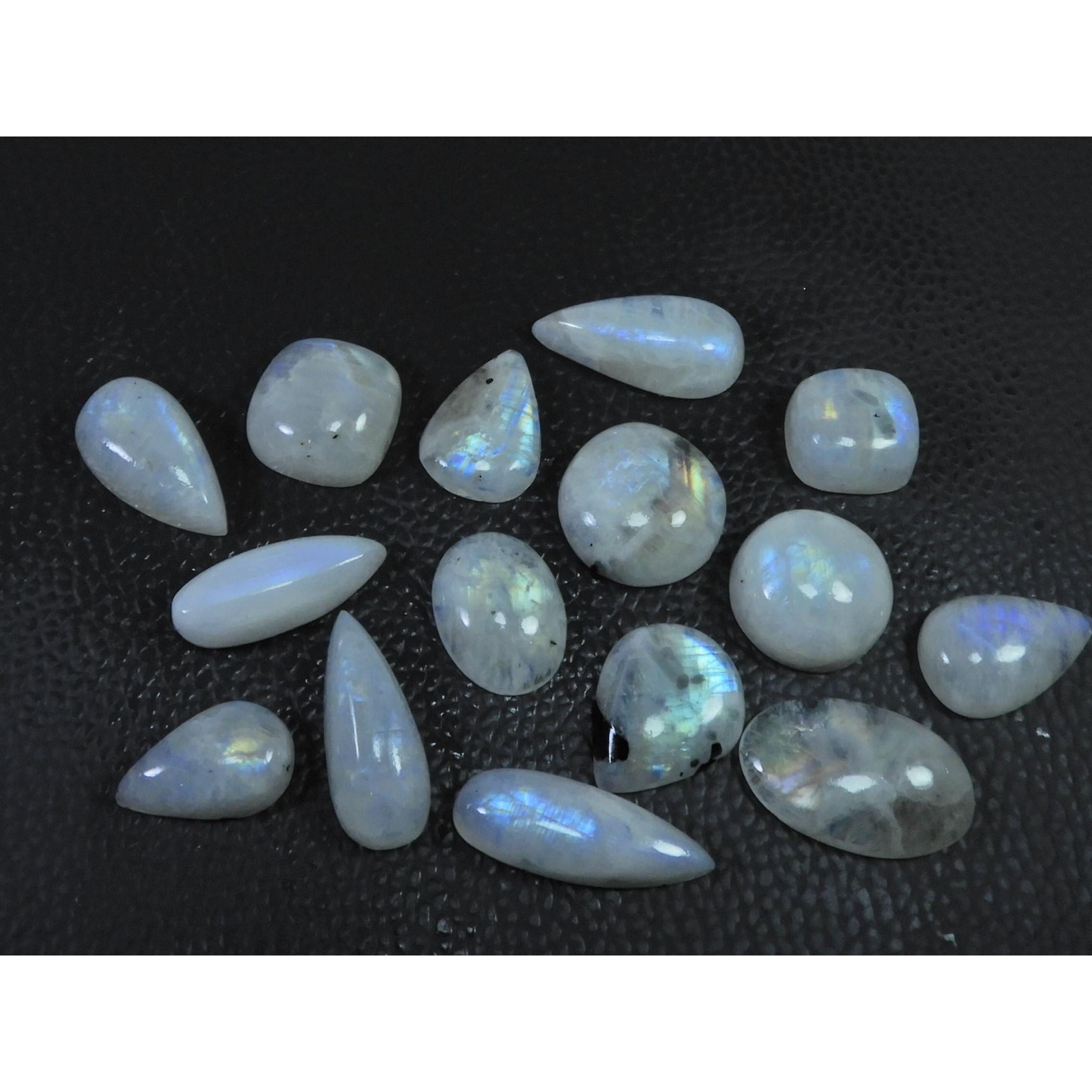 217Cts. Natural Rainbow Moonstone Mix Cabochon Loose Gemstone 15 Pcs Lot C-1664