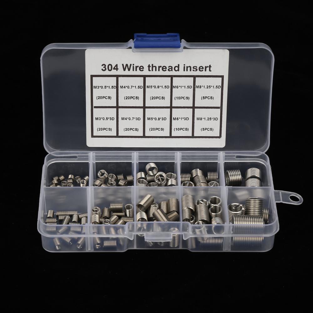 150pcs M3 M8 Stainless Steel SS304 Coiled Wire Helical Screw Thread Inserts