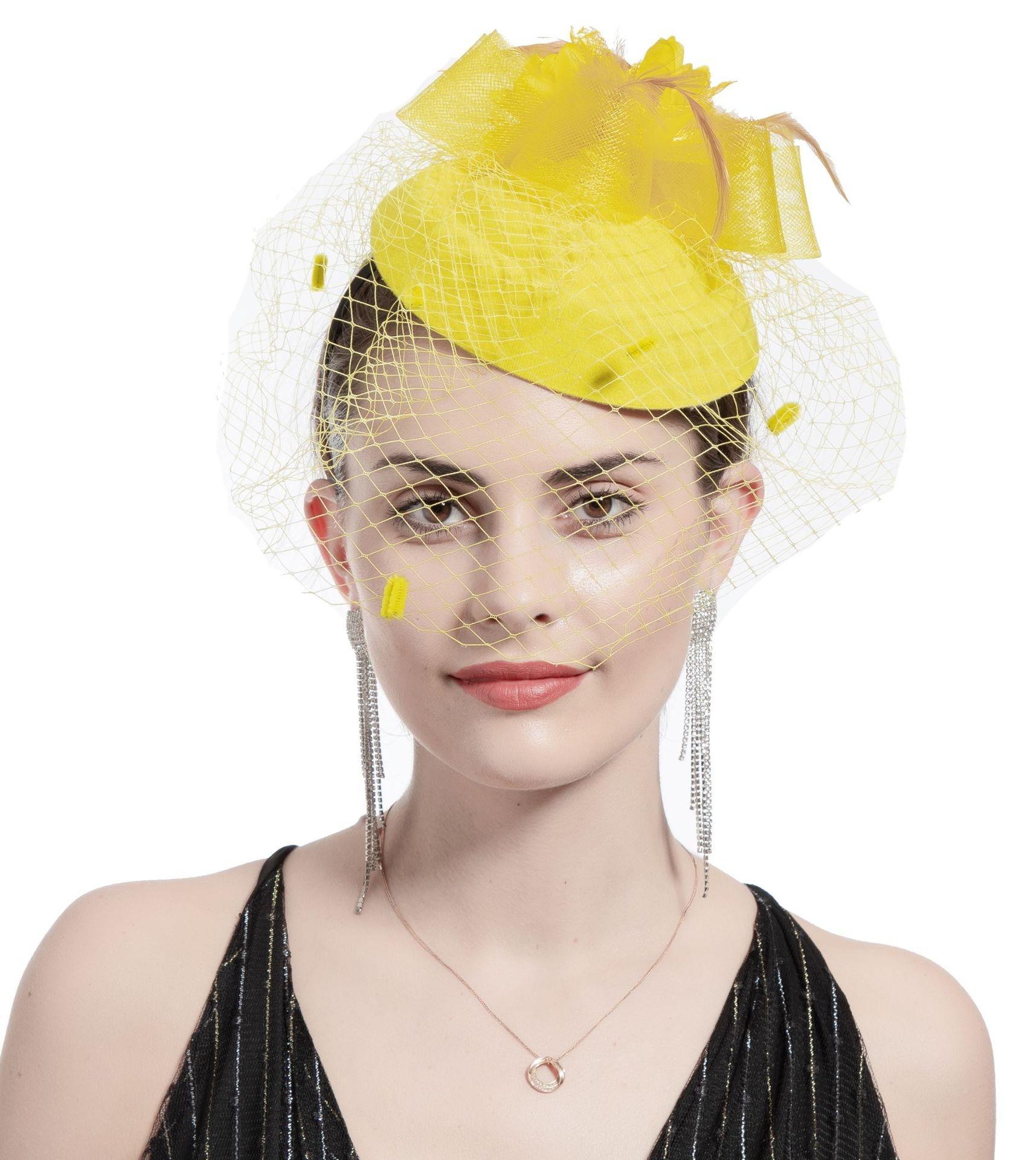 

Винтажный сетчатый головной убор маленькая шляпа головной убор невесты волосы свадебные аксессуары перо головной убор вечернее представление вечеринка сценическая фата