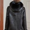 La Belle Shinyoung Fur Fox Hood Solid Reversible Long Coat Lb119ct