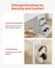 Computer Desk with Fabric Drawers, 120 Cm Reversible Study Work Writing Desk for Modern Home Office Bedroom, Simple Modern Cute PC Table Metal Frame