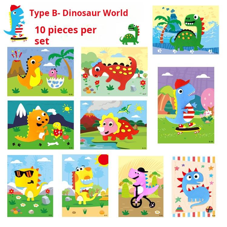 Non-Toxic 10 Pcs 3D Eva Foam Sticker Creative Art Craft Kit For Kids Children Diy Cartoon Animal Transportation Painting For Education