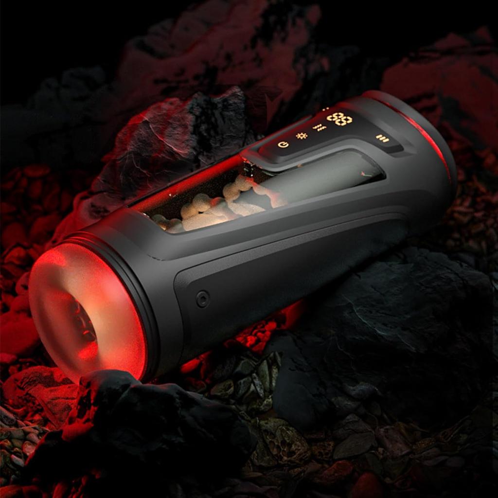 3 In 1 Hands-Free Male Masturbator with 9 Vibration Modes, 8 Insertion Modes and Heated 3D Textured Tunnel Adult Toys and Games