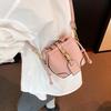 Trendy Color Block Mini Bucket Bag For Girls  Cute PU Leather Crossbody Bag Lightweight Drawstring Shoulder Bag For School Parties