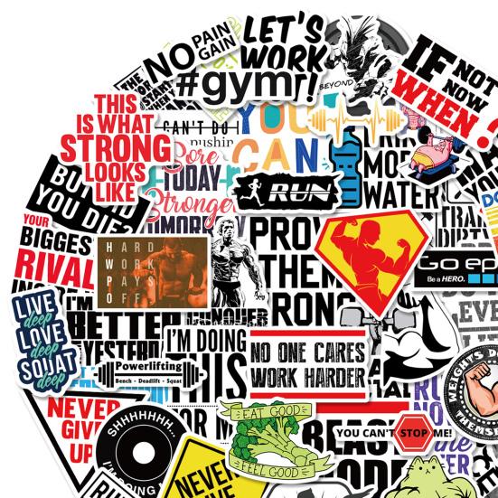 50Pcs/Bag Motivational Stickers Adorable Appearance Ornamental Anti-fade Convenient Inspirational Cup Vinyl Stickers Gym Decor