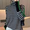2024 Autumn/Winter Women's Turtleneck Sweater: Retro Pattern, Contrast Color, Knitted Style