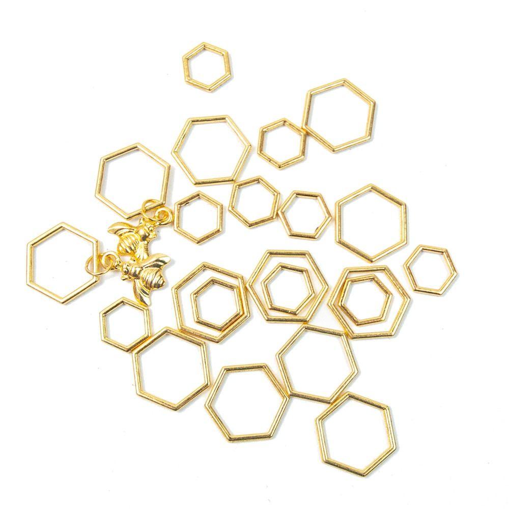 Jehlová spona Hexagon Bee Pletací příslušenství Fixační stehové značky Háčkování Zajišťovací jehlová spona