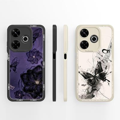 For Redmi 12 13 14 13C 13R 14C 14R 4G 5G Case Covers Cool Flowers Aesthetic Butterfly Camera Protection Liquid Silicone Soft Suitable For Redmi Bumper
