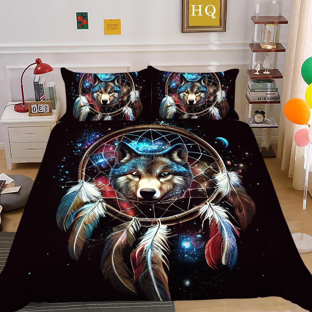 Bedding Polished Four-Piece Set Custom Animal Wolf Print Three-Piece Set Quilt Cover Sheet