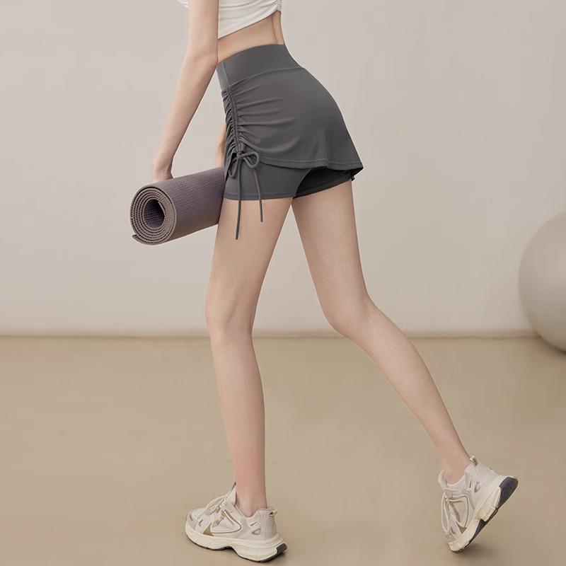 

2025 Women s High Waist Tummy Control Butt Lifting Sports Shorts - Plus Size Summer Yoga Fitness Skirt S (80-90 jin) серый