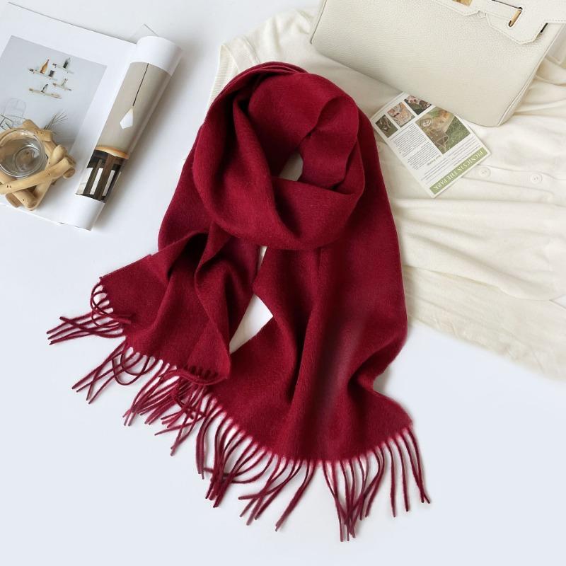Women S Thick Warm Wool Scarf With Printed Logo For Winter Fashion