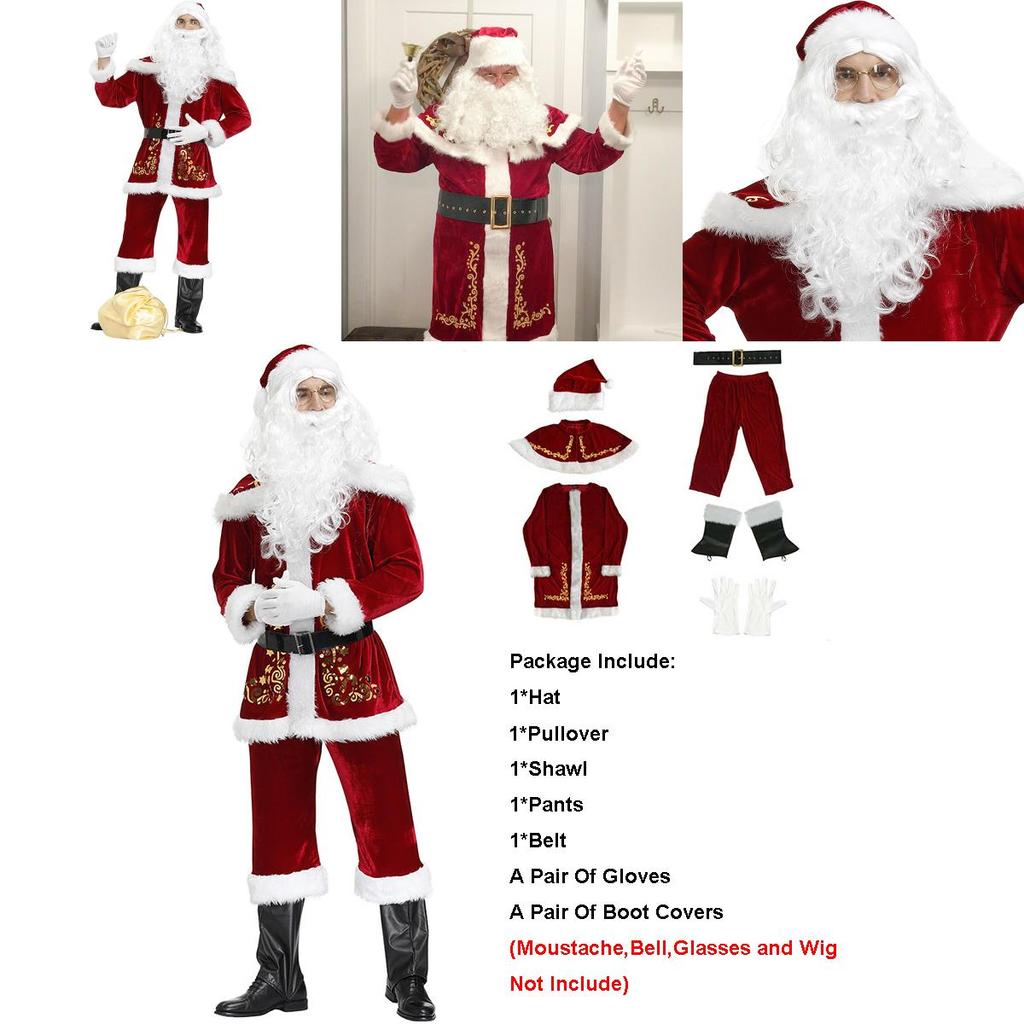 Elegant Plus Size Santa Claus Fancy Dress Outfit In Rich Wine Red Velvet Material