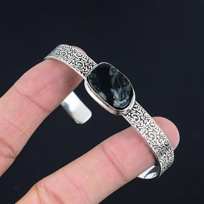Sisters Day Deal Kambaba Jasper Stone 925 Silver Engagement Trendy Mother Bangle