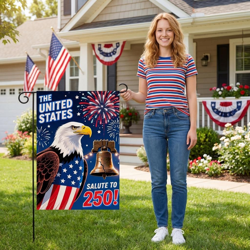 The People 1776-2026 Flag Memorial Day Patriotic 250th Birthday 250 Years United States Indoor Garden Decoration (250 YEARS)