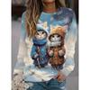 Womens Round Neck Pullover Sweatshirt With 3D Christmas Tree Print Casual Comfort Fit 2025