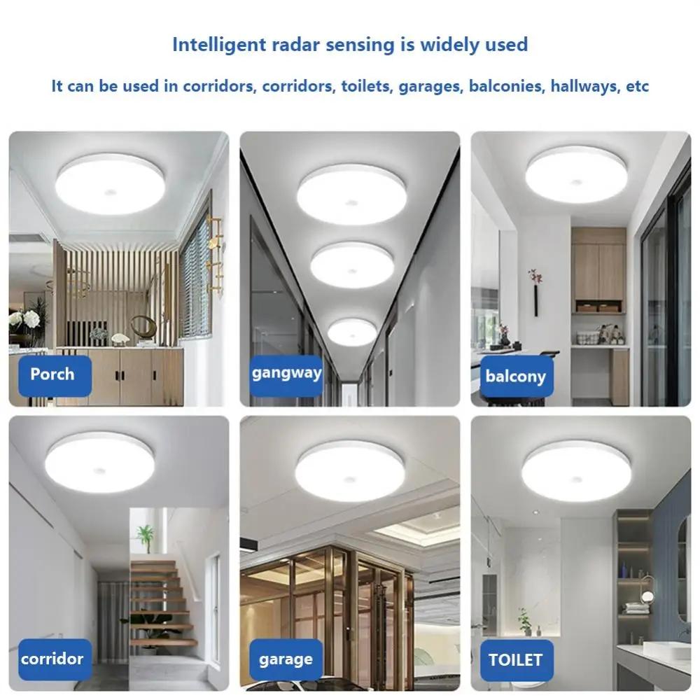 Ultra-thin Household Voice-controlled Ceiling Lamp AC220V 12W 18W with Human Body Infrared/radar Sensor Staircase Balcony Lighti