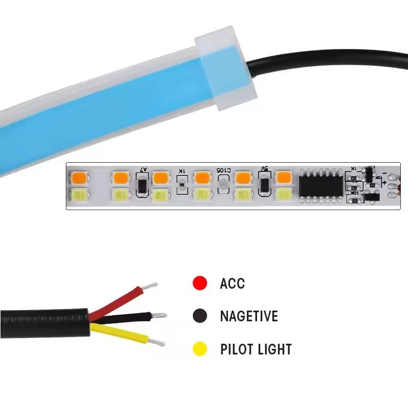 2 PCS DRL Car Flexible LED Daytime Running Lights Turn Signal Lamp Headlight Waterproof 30cm 45cm 60cm White I blue Yellow