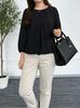 25SS Sleeve Tuck Design Blouse HB225MT98 Black L Three-Quarter