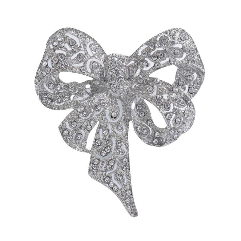Stylish And Elegant Trendy Bow-Adorned Luxury Alloy -Encrusted Brooch