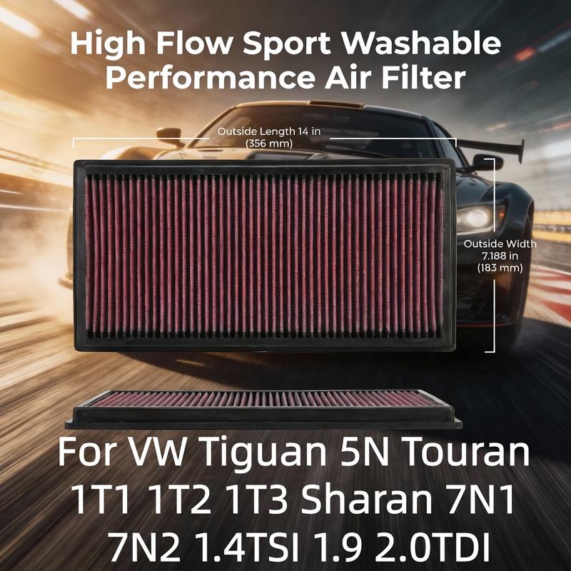 

For VW Tiguan 5N Touran 1T1 1T2 1T3 Sharan 7N1 7N2 1.4TSI 1.9 2.0TDI High Flow Sport Washable Air Filter 33-2128 1J0129620