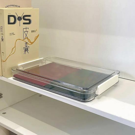 File Storage Box Plastic Snap-On Design Stackable Transparent Document Storage Box Large Capacity File Organizer