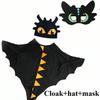 Christmas/Halloween Party Costume Cloak, Hat, Mask Dinosaur Element, Children Festival Performance Shawl Outfit, Holiday Party Cosplay Costume