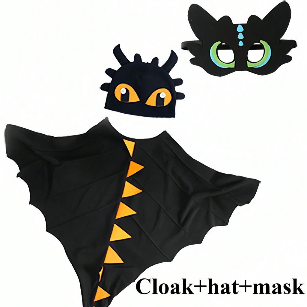 Christmas/Halloween Party Costume Cloak, Hat, Mask Dinosaur Element, Children Festival Performance Shawl Outfit, Holiday Party Cosplay Costume